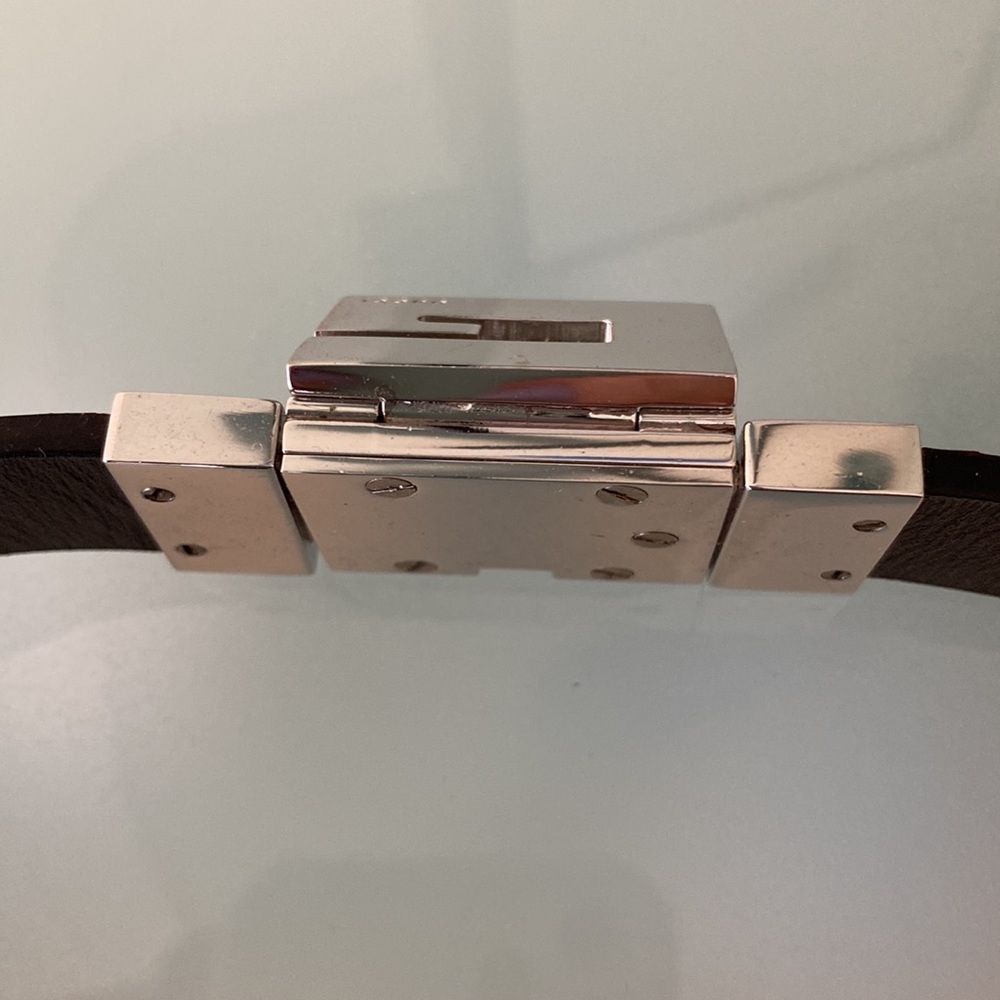 NIB Auth GUCCI leather BELT w/logo buckle 28”/71.5 cm ITALY - Picture 9 of 16